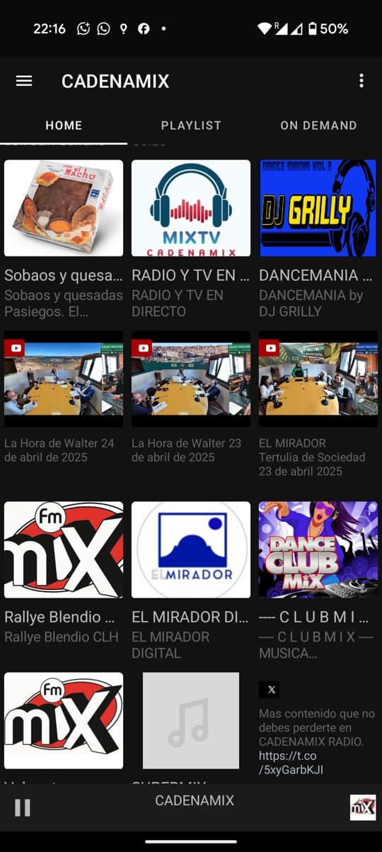Nobex Radio app: a station playing with the current song
