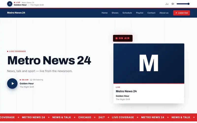 The Broadcast website template