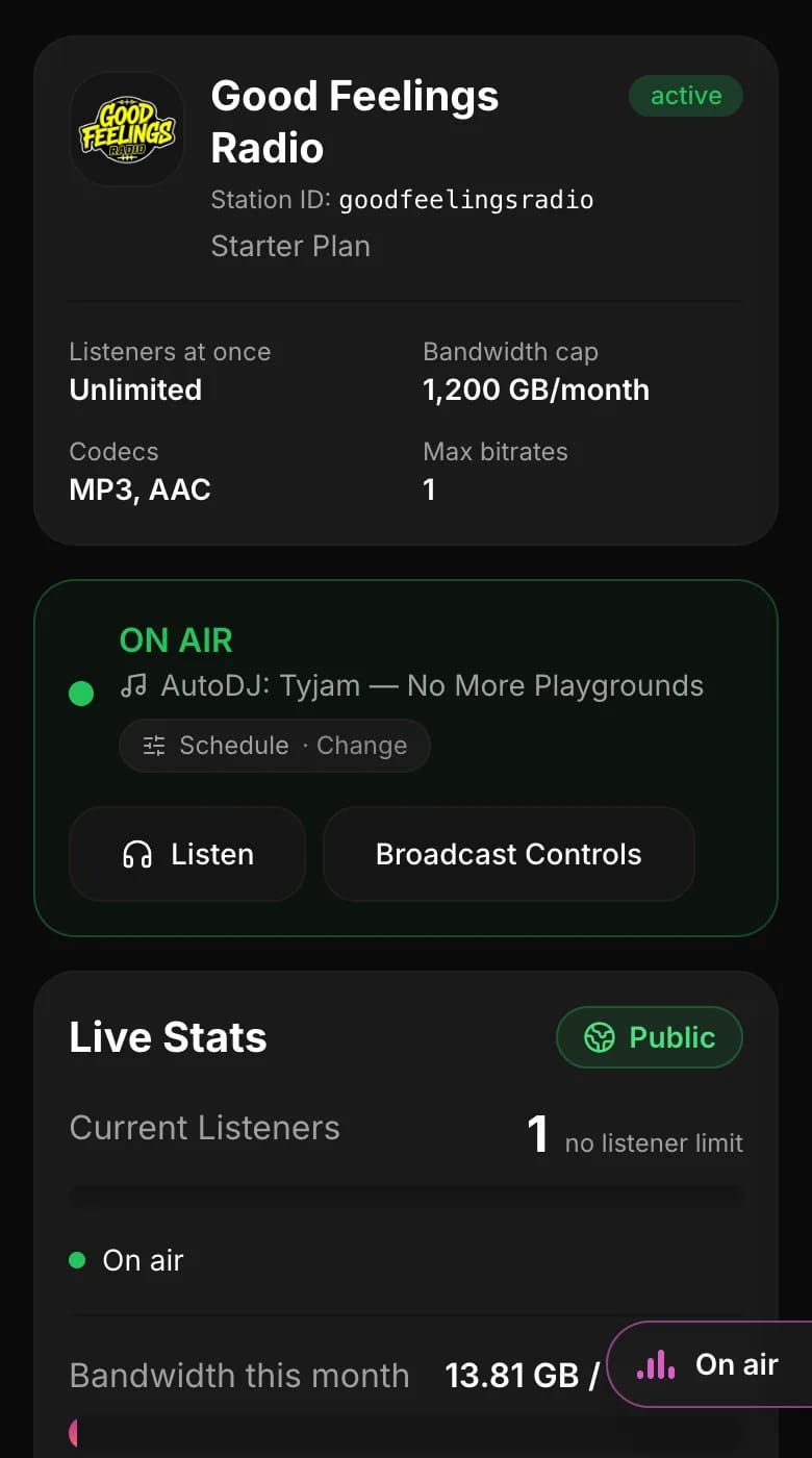 On air, one tap