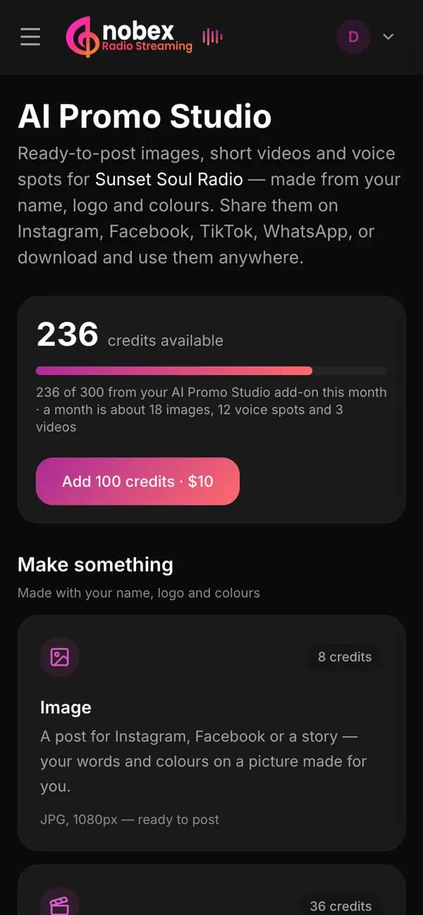 AI Promo Studio on a phone