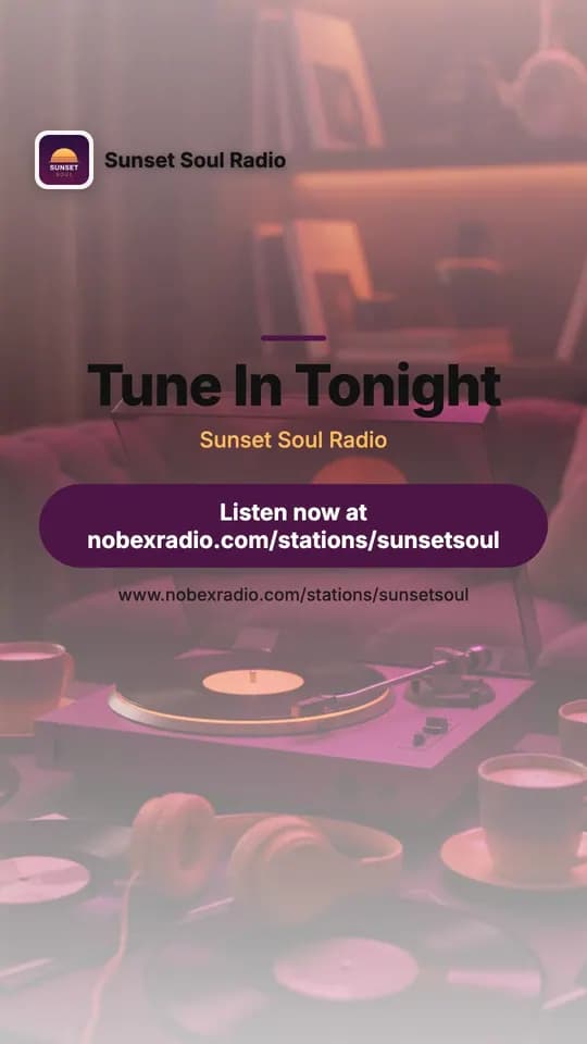 The last frame of the promo video: Tune In Tonight and a Listen now button with the station link
